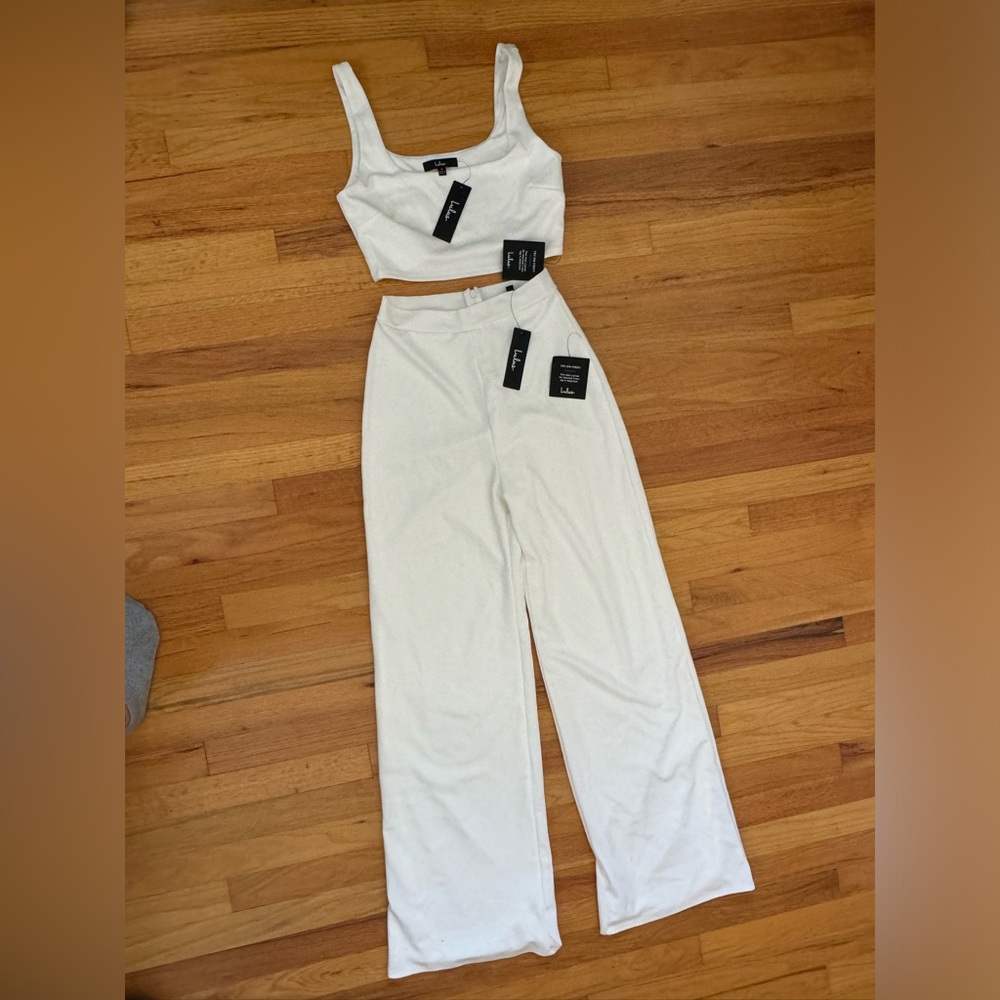 Two Piece White Pant Set